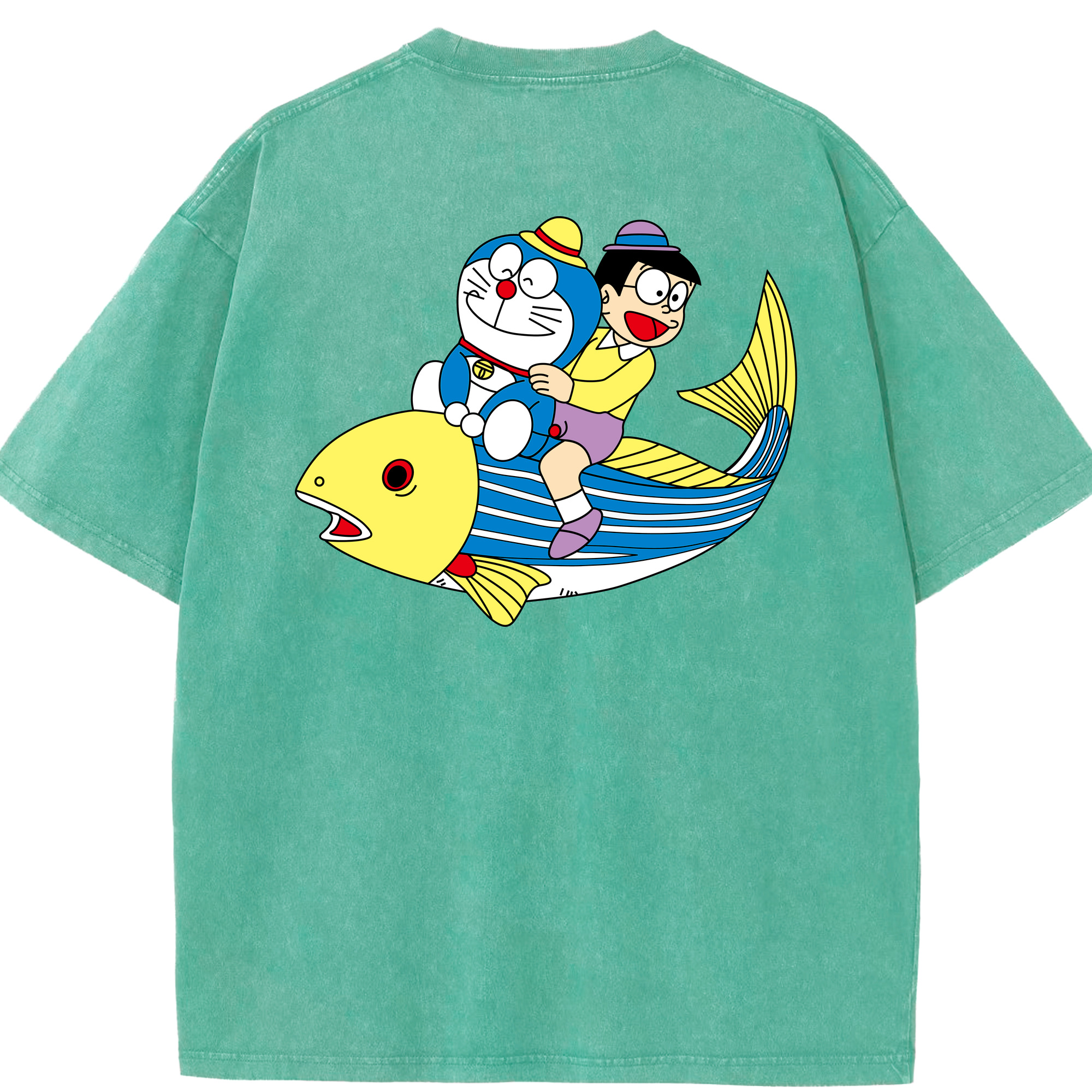（画像用） ドラえもん 野比 のび太 Doraemon Nobita Nobi 綿100% ヴィンテージ風 半袖Tシャツ（背面プリント）